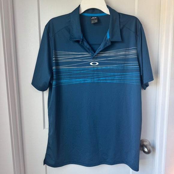Oakley Men’s Golf Performance Blue Polo Shirt Size Large, Excellent Condition - Picture 1 of 7